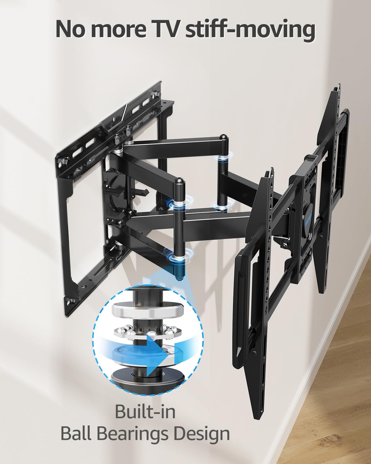 MOUNTUP Large TV Wall Mount for Most 37-82'' TVs, Premium Ball Bearings Design for Ultra-Slim OLED TVs Smooth Swivel & Extension, TV Mount Bracket Articulating Arm Holds 100LBS, Max VESA 600x400mm
