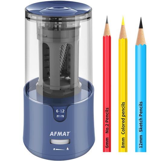 AFMAT Pencil Sharpener, Electric Pencil Sharpener for Colored Pencils, Auto Stop, Fast Sharpen in 3s, Large Hole Pencil Sharpeners Plug in for 6-12mm No.2/Jumbo Pencils-Blue (Model: PS93)