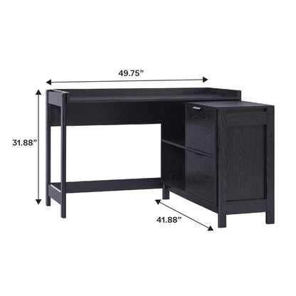 Walker Edison Transitional Office Design, Writing Desk with Drawers and Open Cubbies, Spacious Desktop, Reversible Fit, Complementary in Living Spaces, 49.75”L, Black