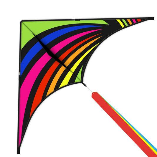 Mint's Colorful Life Delta Kite for Kids & Adults, Extremely Easy to Fly Kites with 3 Ribbons and 300ft Kite String, Best Kites for Beginners (Rainbow)
