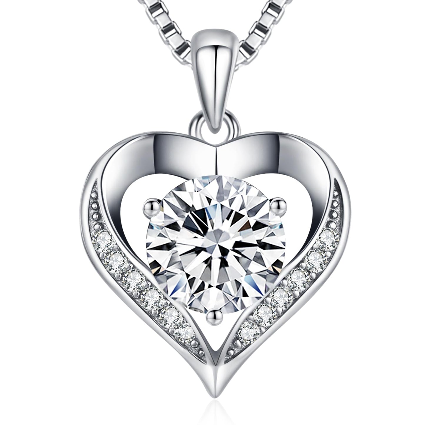 DALOJOE Moissanite Necklace for Women, 1-3 Carat Heart Necklace Engraved with 'I LOVE YOU', Birthday Gift for Wife, Anniversary Present for Wife Women, Jewelry Gifts for Valentine's Day