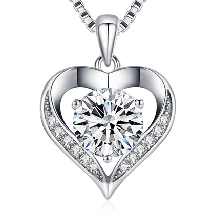 DALOJOE Moissanite Necklace for Women, 1-3 Carat Heart Necklace Engraved with 'I LOVE YOU', Birthday Gift for Wife, Anniversary Present for Wife Women, Jewelry Gifts for Valentine's Day
