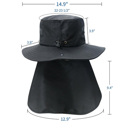 NPJY Sun Fishing Hats for Men Women UV Sun Protection Bucket Hat with Foldable Neck Flap Pure Darkgray