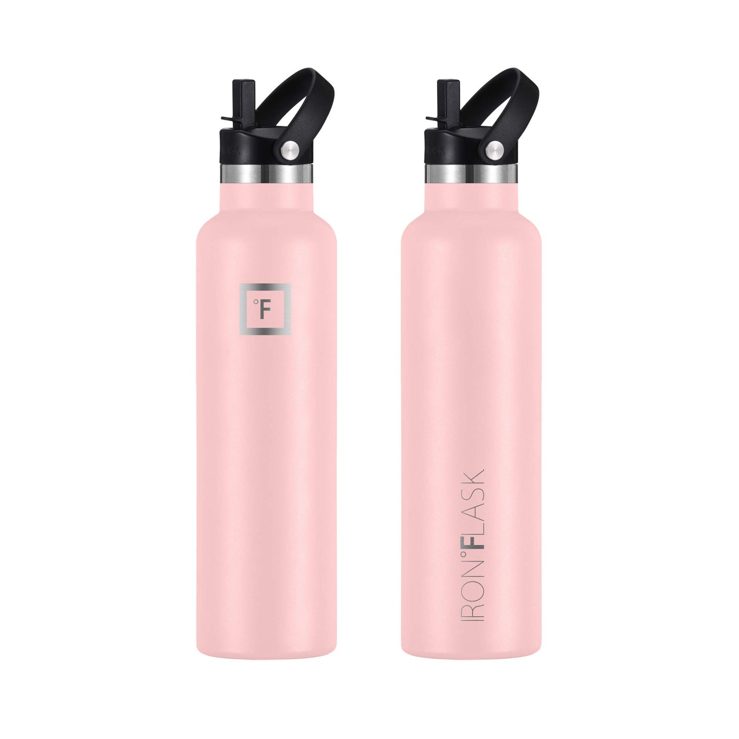 IRON °FLASK Sports Water Bottle - 3 Lids (Narrow Straw Lid) Leak Proof Vacuum Insulated Stainless Steel - Hot & Cold Double Walled Insulated Thermos, Durable Metal Canteen - Rose, 20 Oz