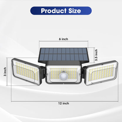 Solar Lights Outdoor Waterproof, Motion Sensor & Flood Outdoor Lights with Remote Control, 4 Adjustable Modes, 3000LM & 218 LED, High-Energy-Density Solar Panel-Monocrystalline Technology, 2 Pack
