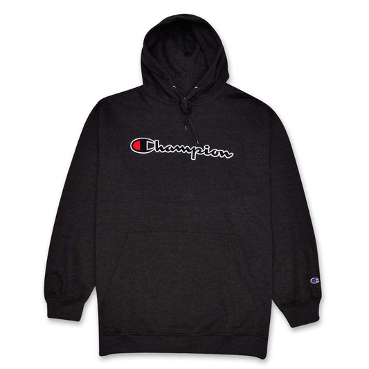 Champion Mens Hoodies Big and Tall - Embroidered Pullover Fleece Sweatshirt Charcoal Heather