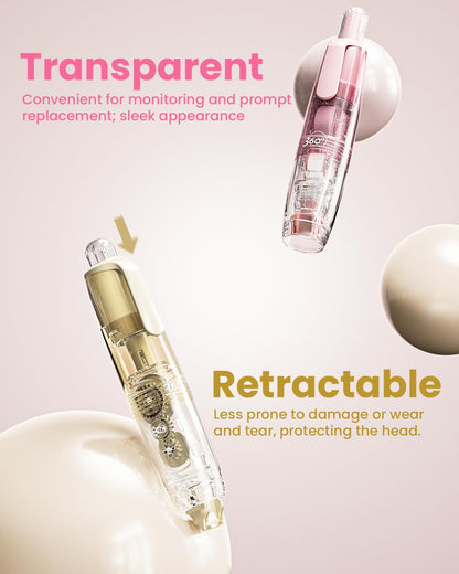 Four Candies Refillable Retractable White Correction Tape, 2PCS White Cute Smooth Push Pull Out Tape with 4 Extra Refills, Aesthetic Pen Shaped Applicator for School Office Supplies (Pink Apricot)