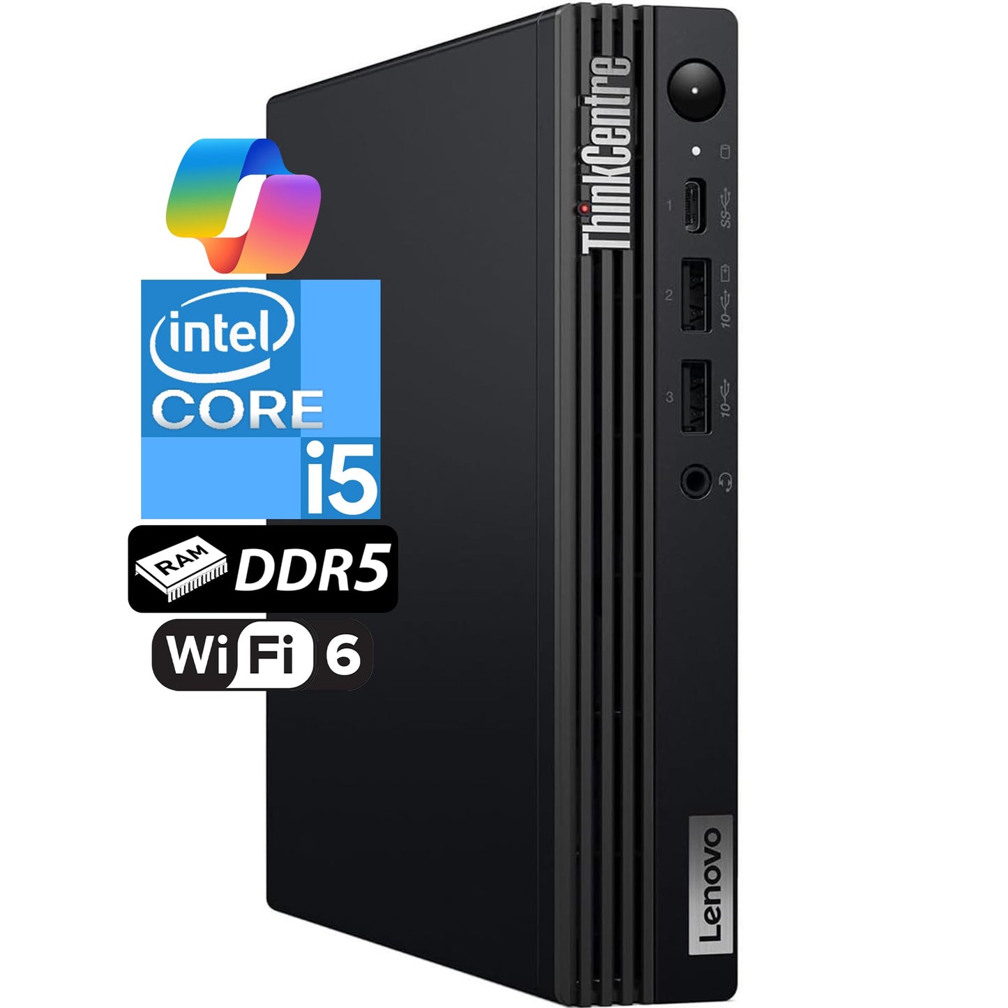 Lenovo ThinkCentre Tiny M70q Gen 5 Intel 14-Core i5-14400T (Beat i7-13700T), 32GB DDR5 RAM, 1TB NVMe, WiFi 6E, Bluetooth, RJ-45, DP Port, HDMI, W11P, Business Desktop
