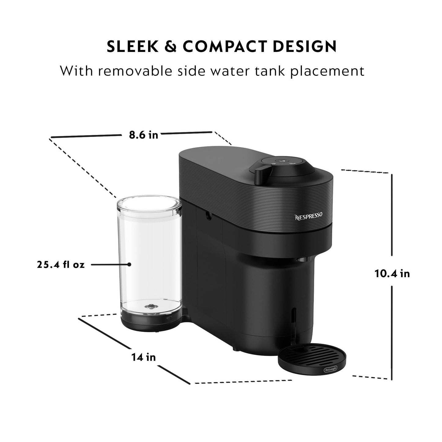 Nespresso Vertuo Pop+ Coffee and Espresso Machine by De'Longhi with Aeroccino Milk Frother, Liquorice Black