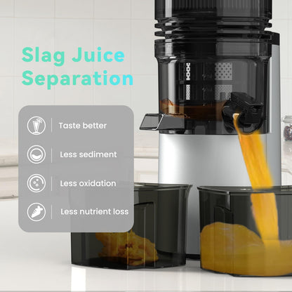 Cold Press Juicer, 400w Slow Juicer Machines with 5.4" Wide Feed Chute, Masticating Juicer with High Juice Yield for Whole Vegetables & Fruits, Easy Clean