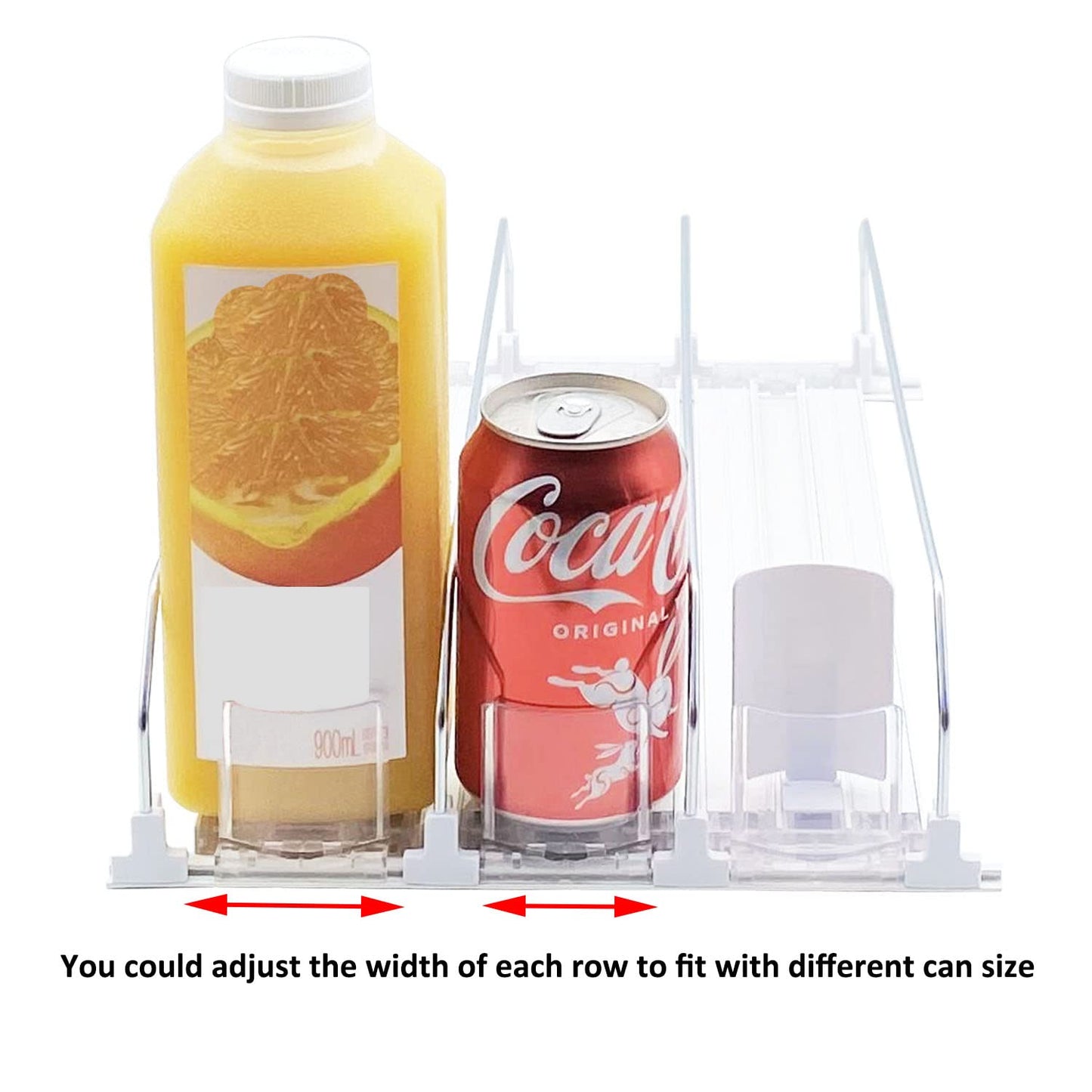 Drink Organizer for Fridge-White Automatic Pusher Glide,12oz 16oz 20oz-Soda Dispenser for Fridge-Holds up to 15 Cans