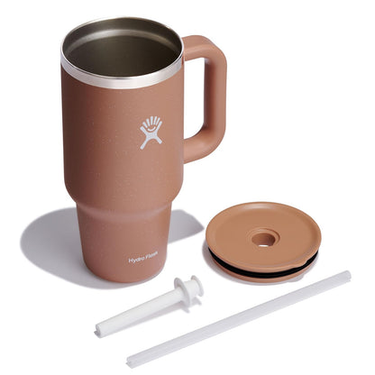 Hydro Flask 32 Oz Travel Tumbler with Handle, Lid and Straw - Insulated Stainless Steel in Sandy
