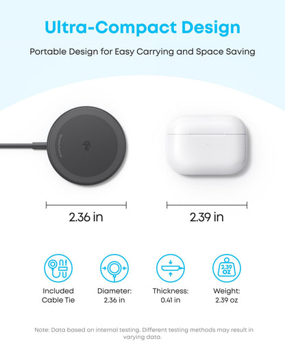 Anker Zolo Magnetic Wireless Charger, Qi2 Certified 15W MagSafe-Compatible Wireless Charging Pad, for iPhone 16/15/14/13 Series, AirPods, and More (Adapter Not Included) (Black, 2 Pack)