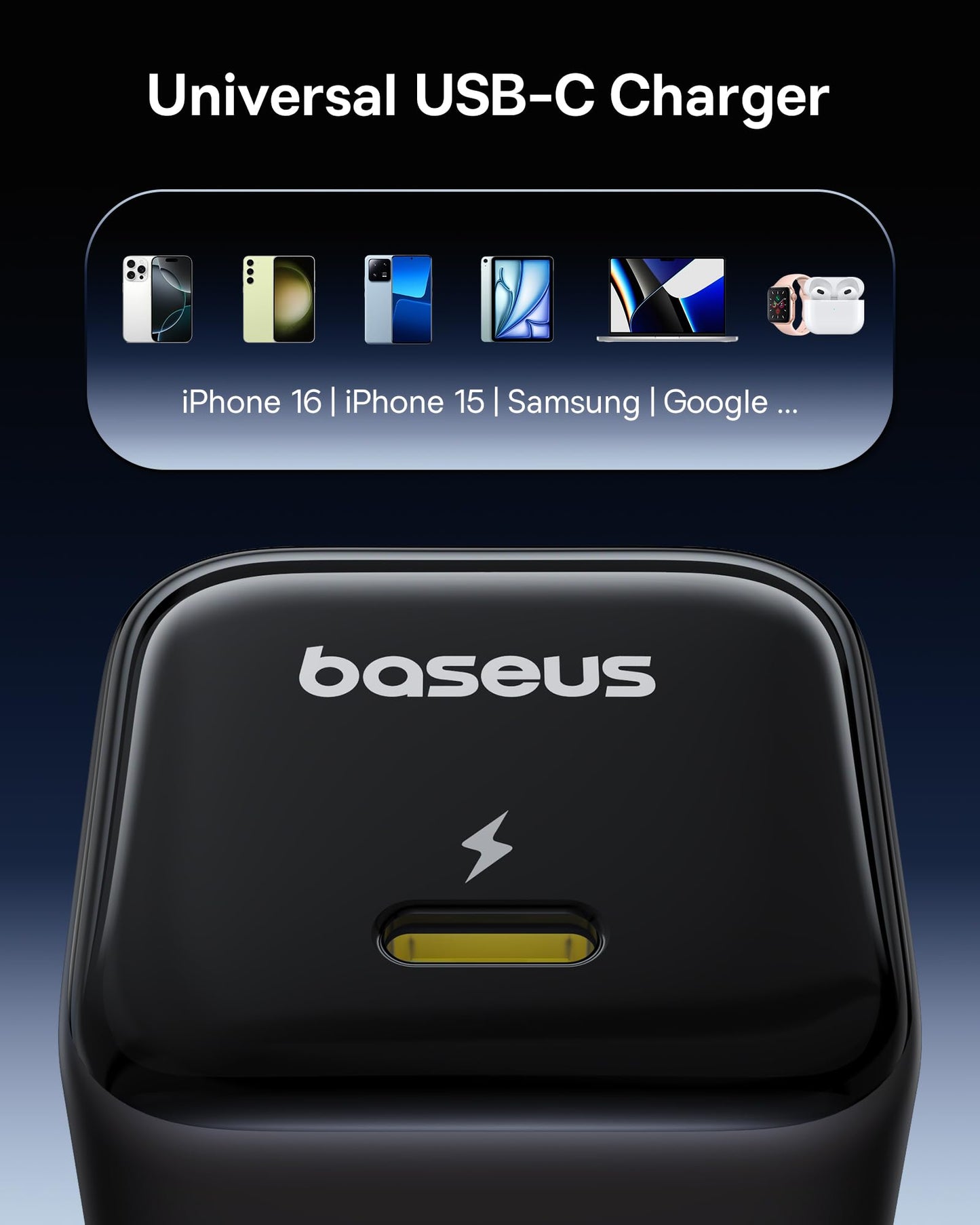 Baseus 45W USB C Charger Block, 2 Pack PPS Fast Charger Type C with USB-C Cable for iPhone 16/15 Series, iPad, Galaxy S24 Ultra and More Series