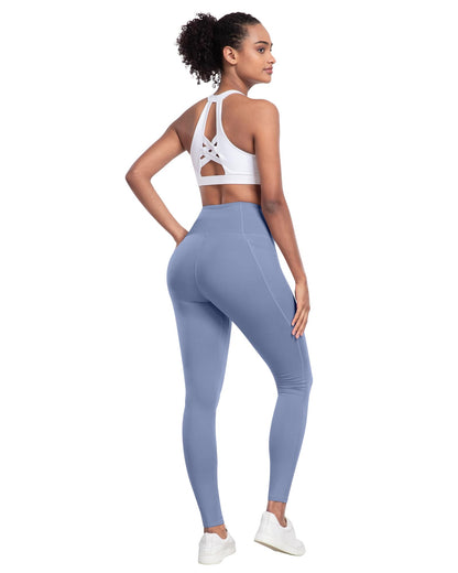 LZYVOO Leggings with Pockets for Women, 6 Packs Soft High Waisted Tummy Control Workout Yoga Pants(BlackGrayNavyBlueXRedCGreen-L)
