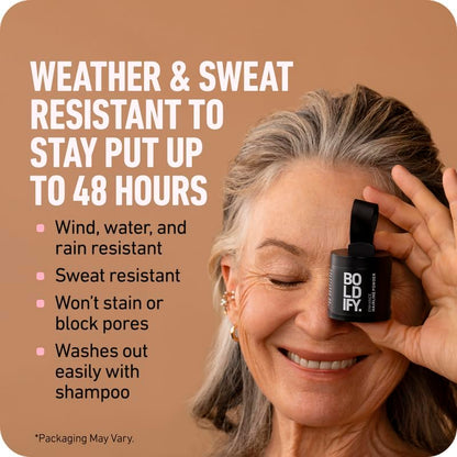 BOLDIFY Hairline Powder - Root Touch Up Hair Color for Gray Coverage - Bald Spot Concealing Hair Powder for Women & Men - 48-Hour Stain-Proof - Dark Brown