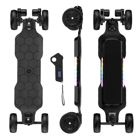 isinwheel V10 Electric Skateboard with Remote, 3000W Brushless Motor, 32 Mph Top Speed & 28 Miles Range, IP54 Waterproof, Electric Longboard Offroad for Adults ＆Teens with Ambient Light