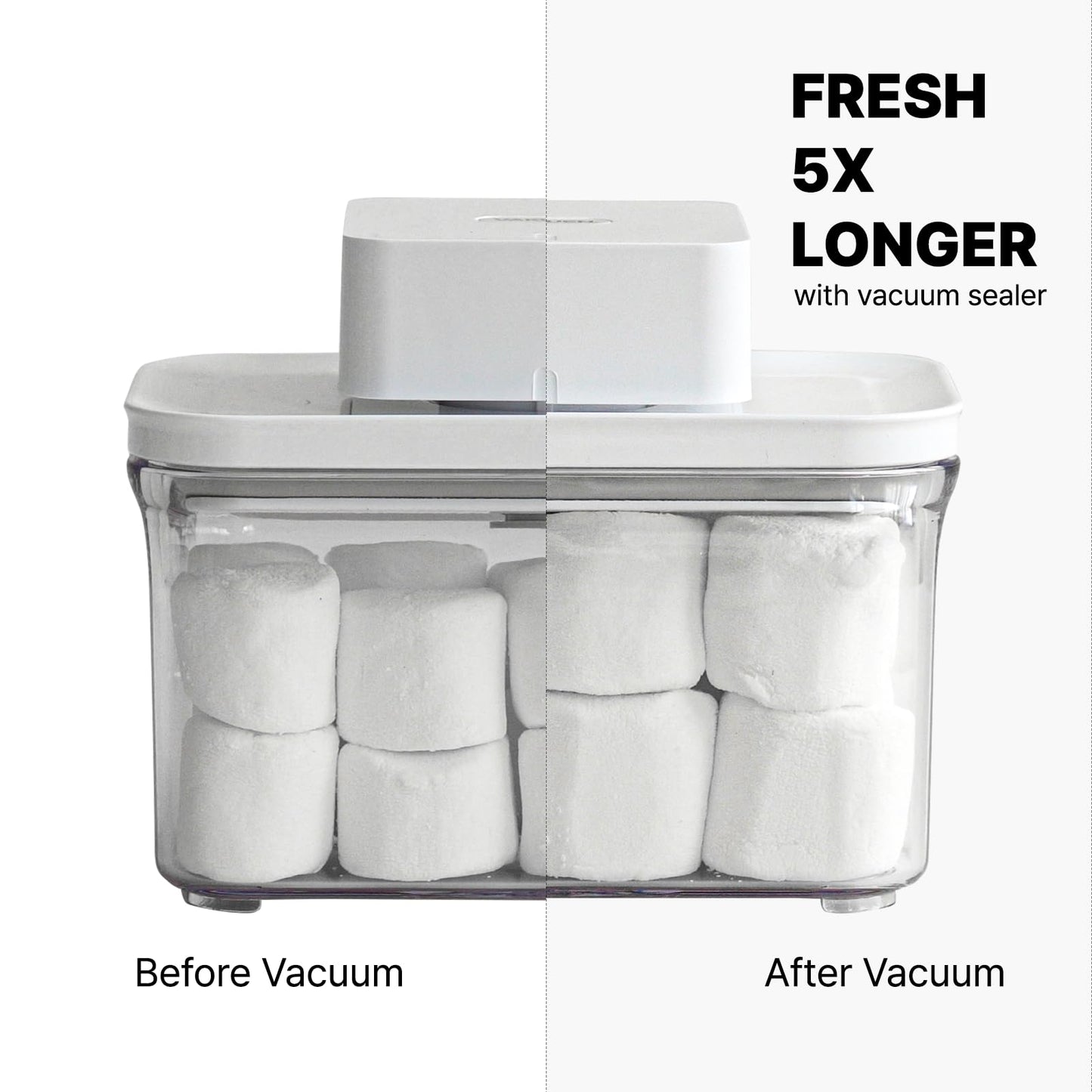 VAKUEN Premium Airtight Food Storage Containers Mega 8P/Set. Total 46.11cup, 7pcs Container and Vacuum Sealer. Smart One-Click Seal Lid, Patented Double Silicone Lining, 100% Leak Proof, BPA-FREE