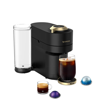 Nespresso Festive Vertuo Pop+ Coffee and Espresso Maker by Breville, Matte Black Gold