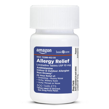 Amazon Basic Care Allergy Relief Loratadine Tablets 10 mg, 300 Count (Packaging may vary)