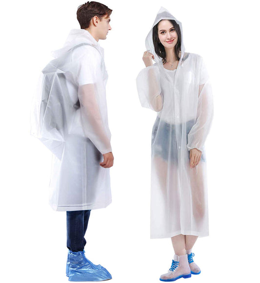 HLKZONE Raincoat, [2 Pack] Reusable Rain Ponchos Portable EVA Rain Coats Packable Rain Jackets with Hood and Drawstring