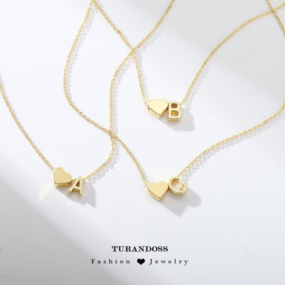 Turandoss Gold Heart Necklaces for Women Trendy, 18K Real Gold Plated Tiny Heart Initial C Necklace Dainty Heart Necklaces Mothers Day Gifts Gold Initial Necklaces for Women Jewelry