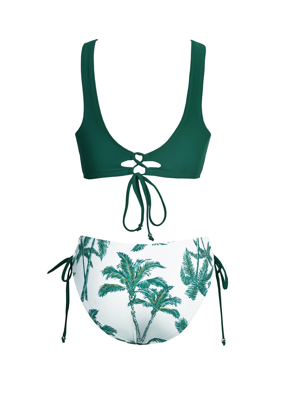 CUPSHE Women's Bikini Swimsuit Floral Print Tie Side Twist Front Two Piece Bathing Suit,L
