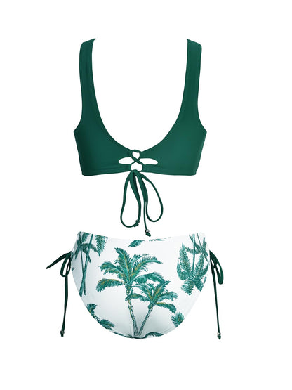 CUPSHE Women's Bikini Swimsuit Floral Print Tie Side Twist Front Two Piece Bathing Suit,L