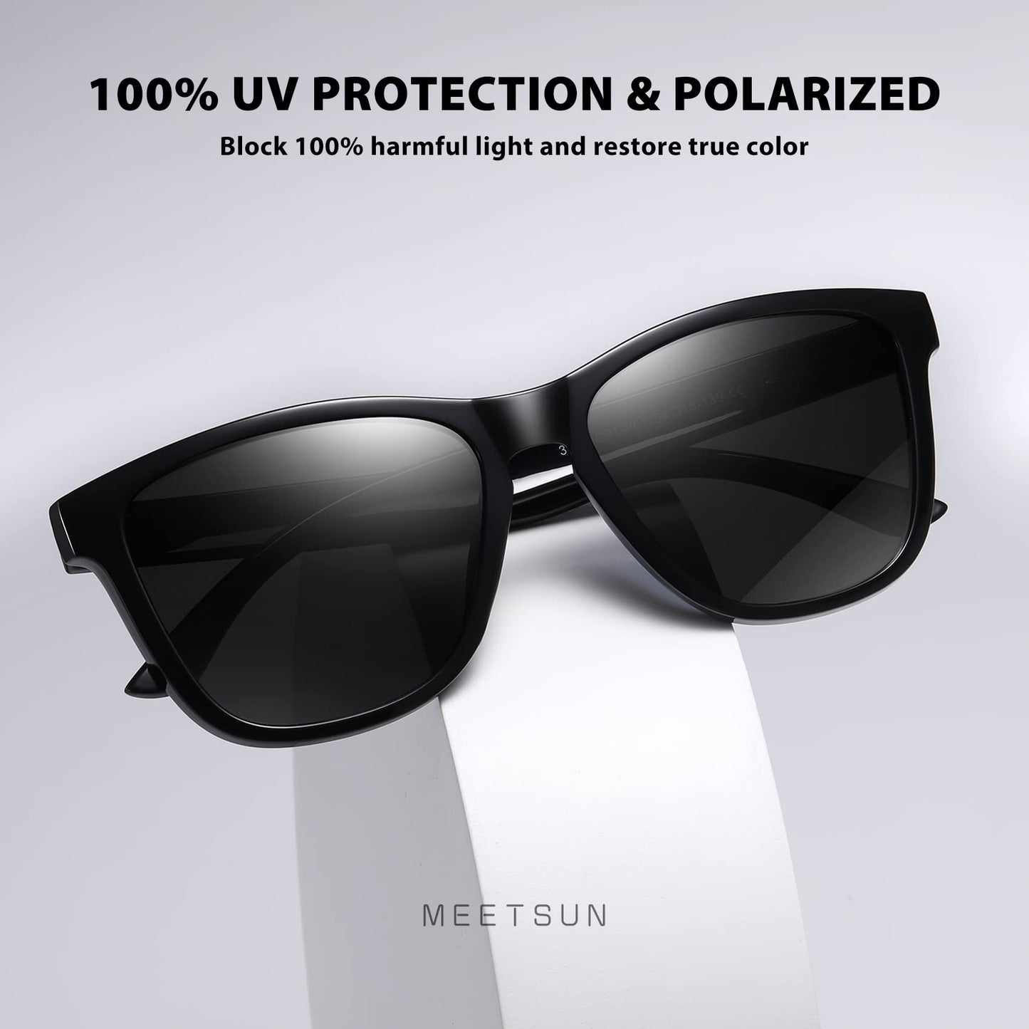 MEETSUN Polarized Sunglasses for Women Men Trendy Classic Retro Designer Style Fashion UV400 Protection 3 PACK Black Lens Rose Gold Pink Mirrored
