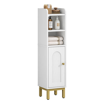 Hzuaneri Bathroom Storage Cabinet, Small Corner Floor Cabinet with Door and Shelves, Narrow Toilet Paper Holder, Bathroom Organizer with Adjustable Shelf, for Small Spaces, White BC08203X
