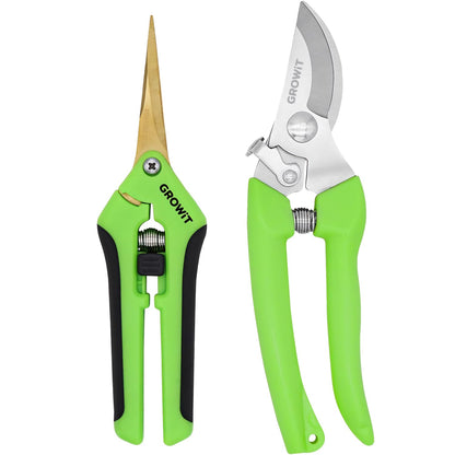 Craft911 Pruning Shears & Gardening Scissors Set - 7" Titanium Coated Sharp Garden Clippers, Stainless Steel Flower Shears for Plant - Garden Pruners, Florist Scissors with Non-Slip Grip