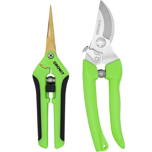 Craft911 Pruning Shears & Gardening Scissors Set - 7" Titanium Coated Sharp Garden Clippers, Stainless Steel Flower Shears for Plant - Garden Pruners, Florist Scissors with Non-Slip Grip