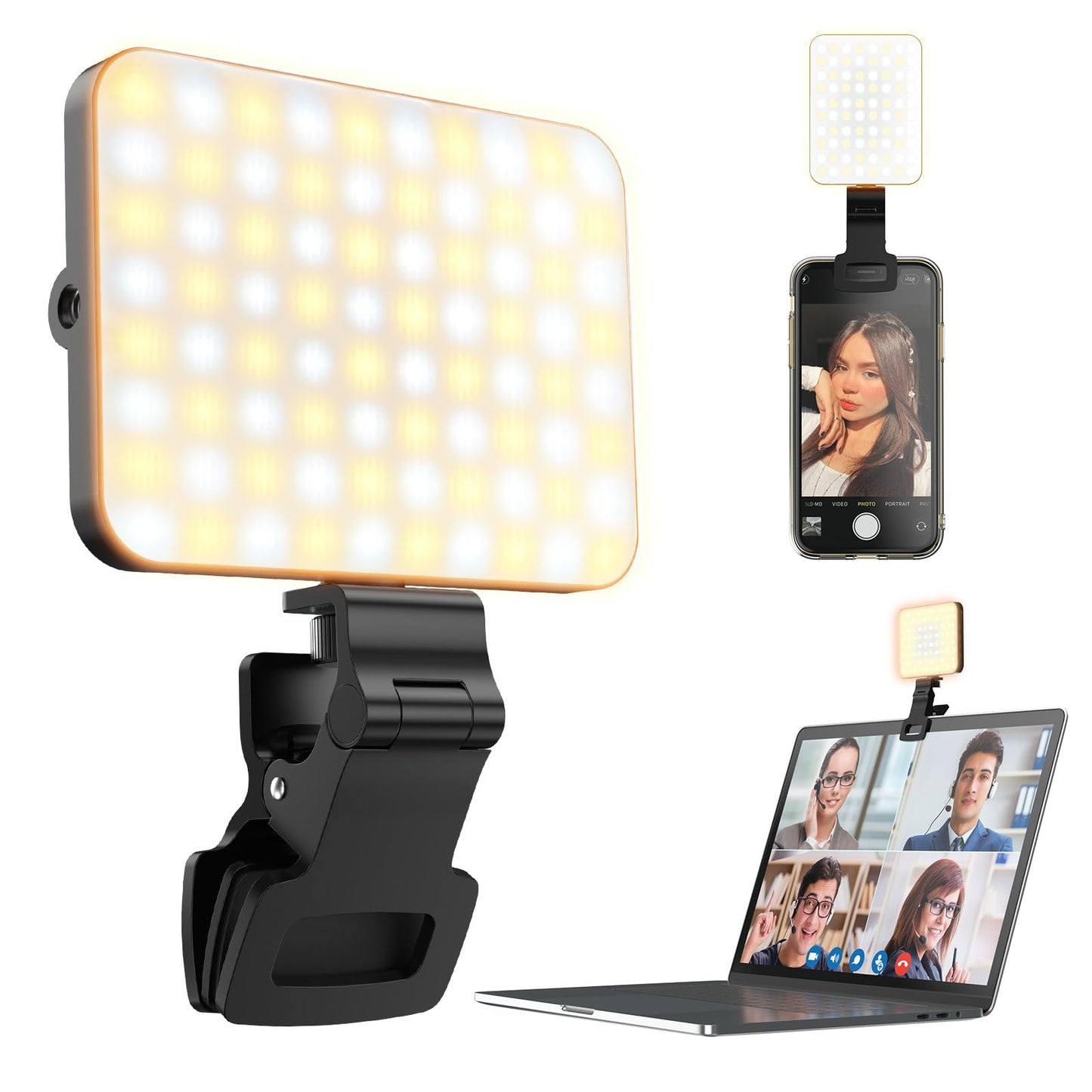 UBeesize Selfie Light for Phone, 80 LED Video Fill Light with Clip for iPhone, Laptop, 3 Light Modes 10 Level Brightness Portable Travel Light for Tiktok, Selfie, Vlog, Live Stream,Make Up,Photography