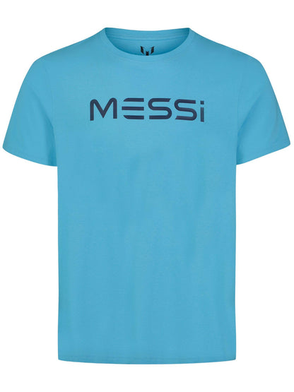 MESSI Men's Lifestyle Short Sleeve T-Shirt, Standard Fit Graphic Tee, Cotton Jersey Knit, AIR Blue