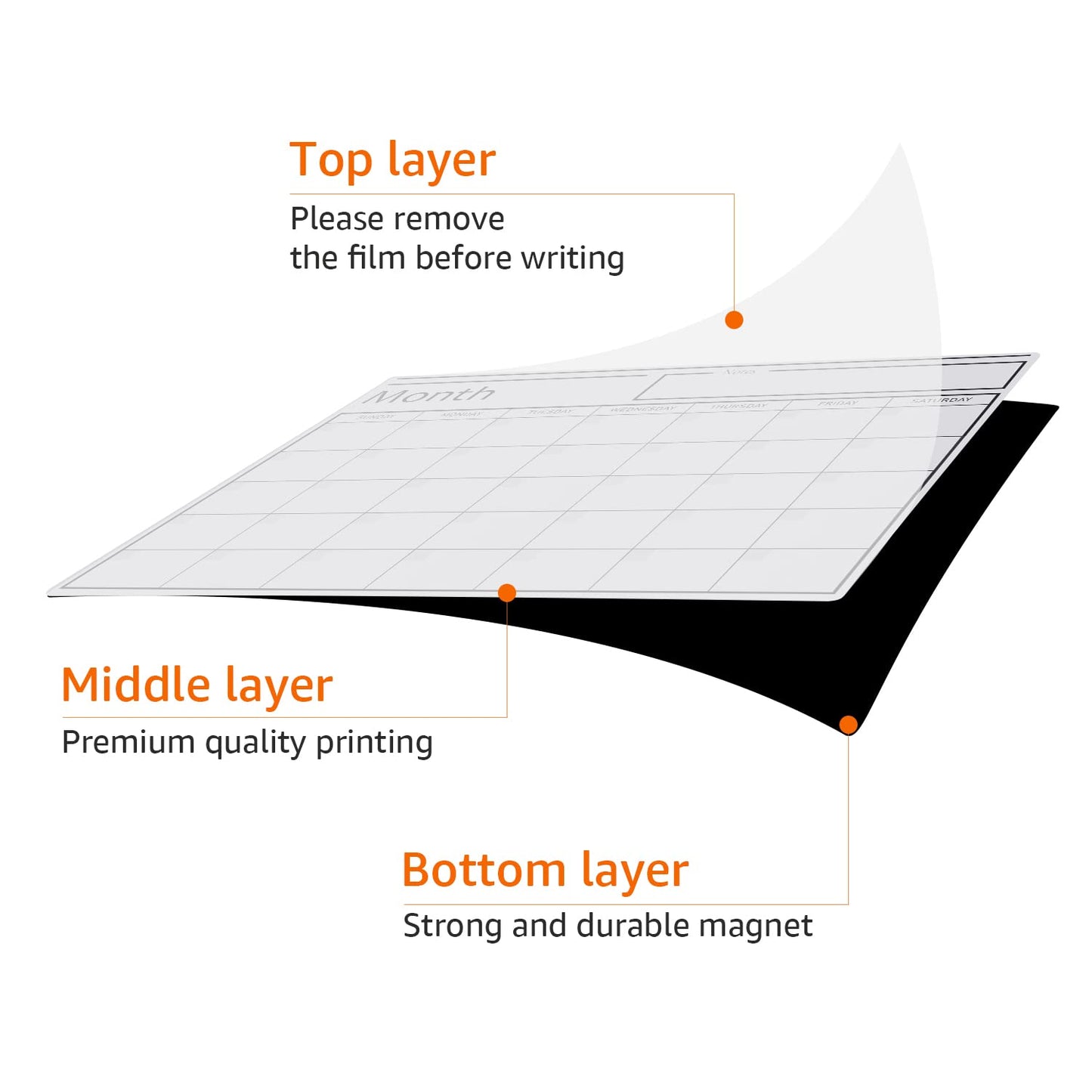 Amazon Basics Magnetic Dry Erase Whiteboard Calendar, 12" x 17", Includes 4 Markers And Eraser