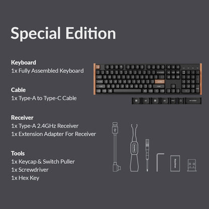 Keychron K10 HE Hall Effect Keyboard Wireless, Magnetic Switch Hot Swappable, Adjustable Actuation Rapid Trigger Mode with Aluminum + Wood Frame, Full-Size Custom RGB for Mac Windows Linux - Black