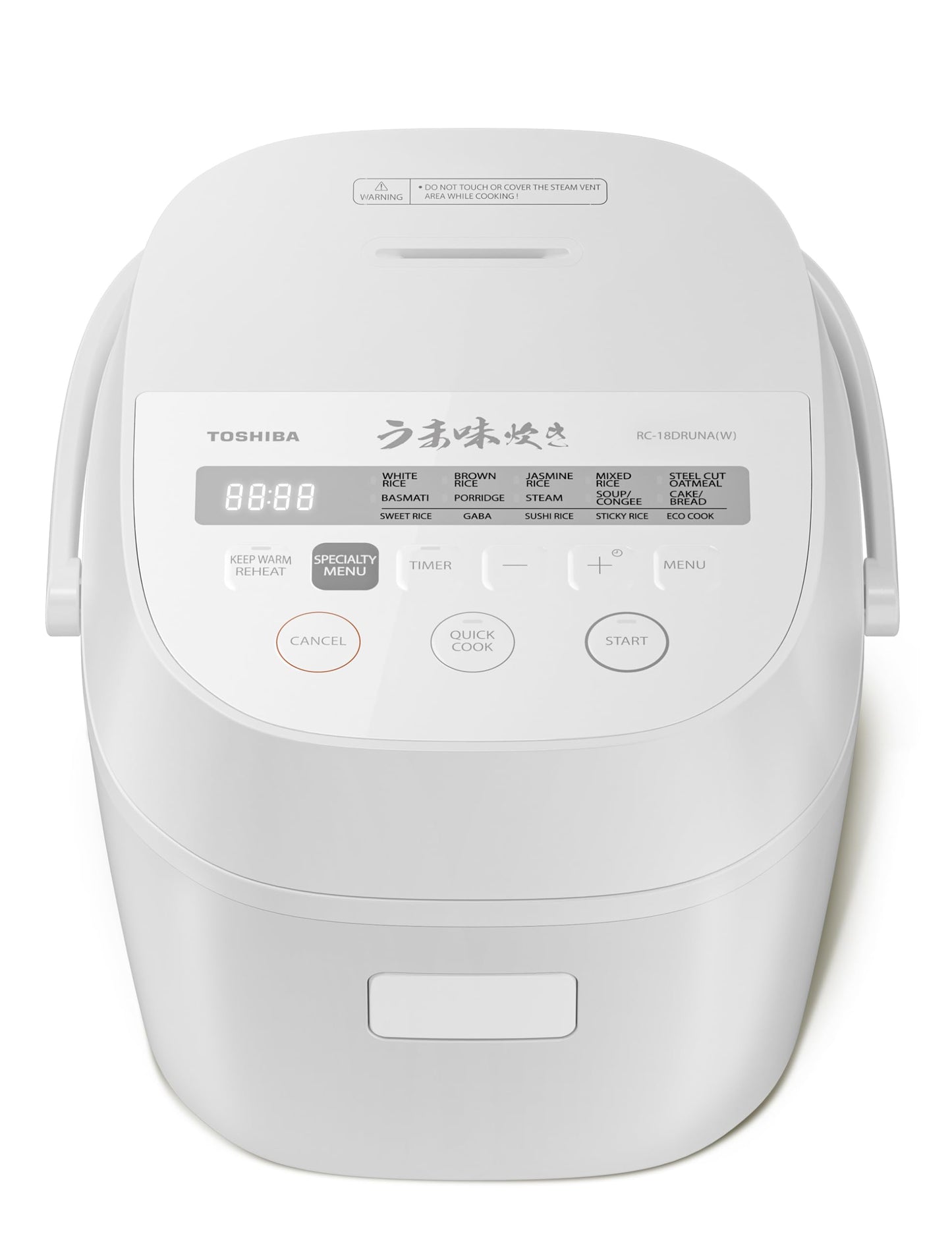 TOSHIBA Umami Smart Rice Cooker 10-Cup Uncooked, Fuzzy Logic, 15-in-1 Functions, Digital Display, Delay Timer, Keep Warm, Nonstick Inner Pot, White