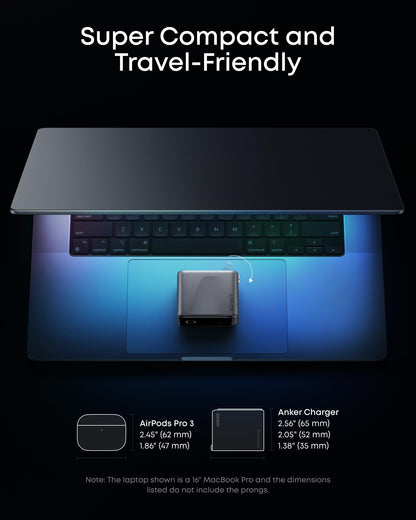 Anker Prime Charger, 160W 3-Port Compact GaN USB C Charger Block, Smart Display and Touch Control, 140W Max Charging via Any Single Port, for MacBook Pro/Air, Laptop, iPhone 17/16 Series(Non-Battery)
