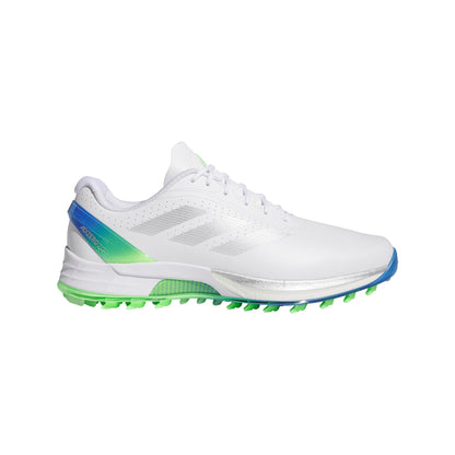 adidas Men's Adizero ZG Spikeless Golf Shoes, Footwear White/Silver Metallic/Lime Burst, 9.5