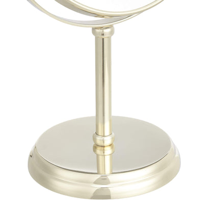 Amazon Basics Tabletop Magnifying Mount Vanity Round Mirror, 1X/5X Magnification, Iron Frame, 7.2"L x 4.92"W, Gold