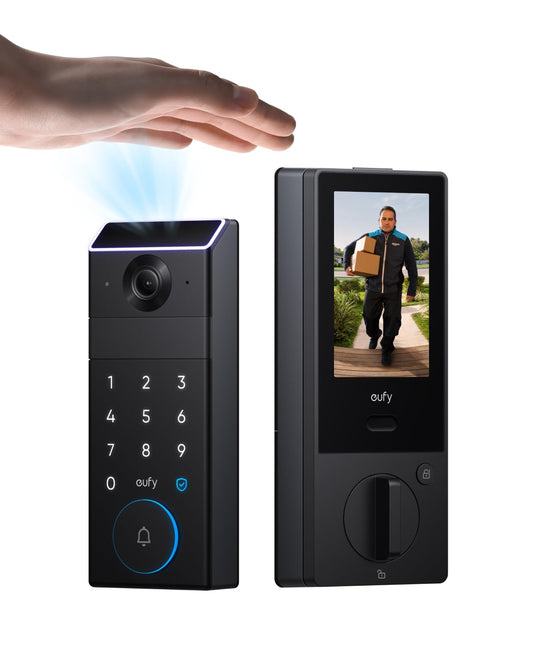 eufy FamiLock S3 Max, Smart Lock with Palm Vein Recognition, Keyless Entry Door Lock for Front Door, 3-in-1 Wi-Fi Keypad Deadbolt+ 2K HDR Camera+ Doorbell, ANSI/BHMA Grade 1, Rear Lock Video Screen