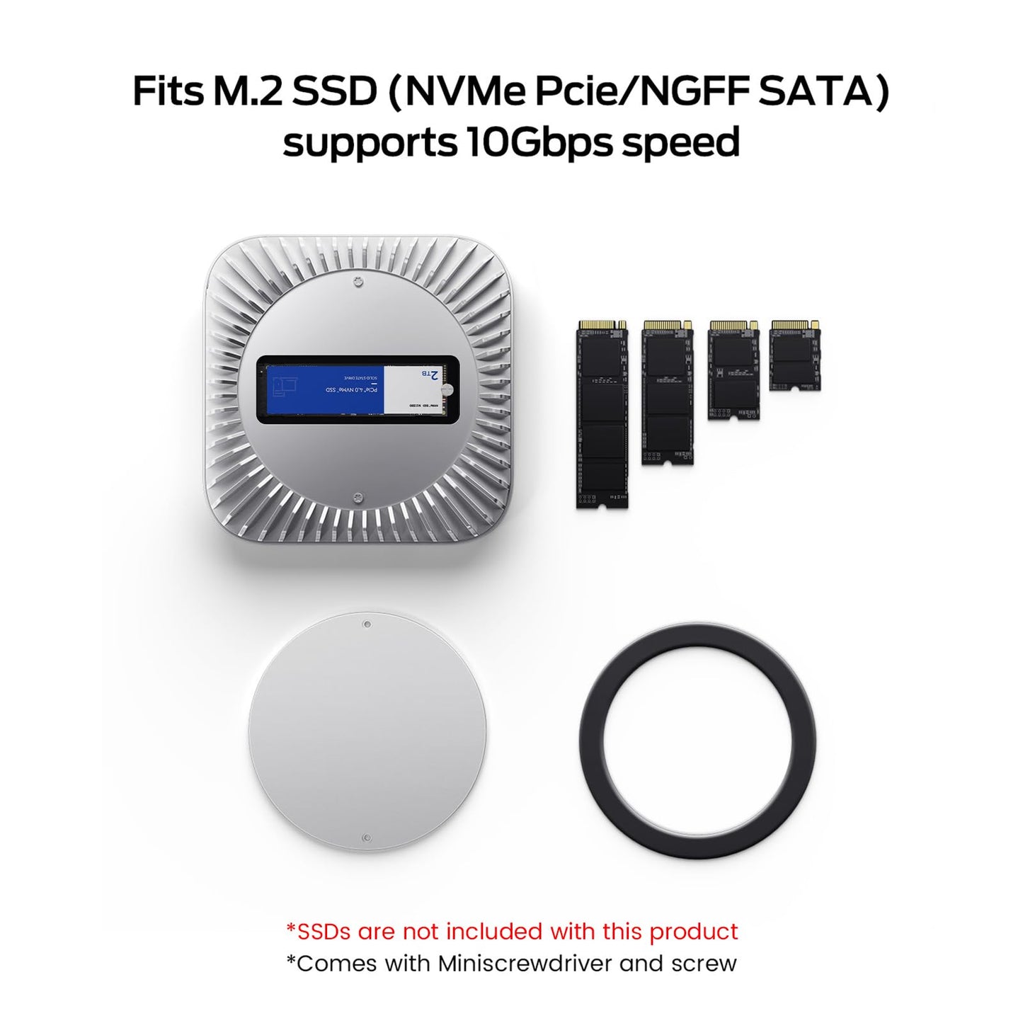 Mac mini M4 Dock, Aluminum Stand and HDMI Hub for Mac mini M4 and M4 Pro 2024 with M.2 NVMe/SATA SSD Enclosure, 4K60Hz HDMI,10G USB A/C, 5G USB A*2, USB-C Charge, SD/TF, Audio