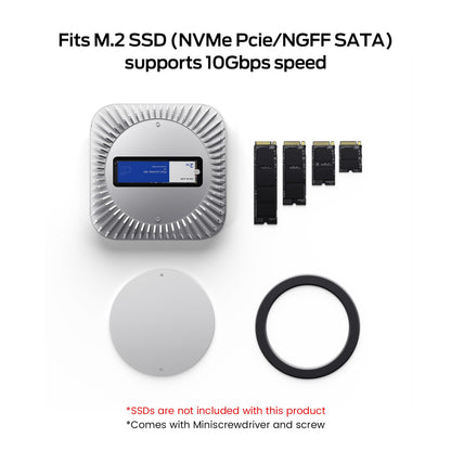 Mac mini M4 Dock, Aluminum Stand and HDMI Hub for Mac mini M4 and M4 Pro 2024 with M.2 NVMe/SATA SSD Enclosure, 4K60Hz HDMI,10G USB A/C, 5G USB A*2, USB-C Charge, SD/TF, Audio