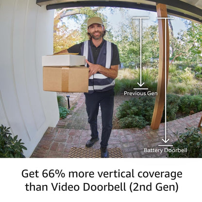 Ring Battery Doorbell — Now with 66% more coverage, Head-to-Toe Video, Live View with Two-Way Talk, and Motion Detection & Alerts (2024 release), | 2-pack | Venetian Bronze