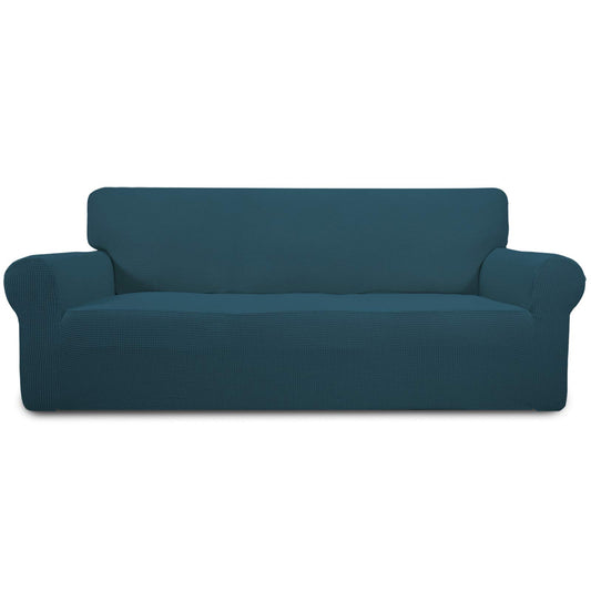 Easy-Going Stretch Oversized Sofa Slipcover 1-Piece Sofa Cover Furniture Protector Couch Soft with Elastic Bottom for Kids, Polyester Spandex Jacquard Fabric Small Checks Deep Teal