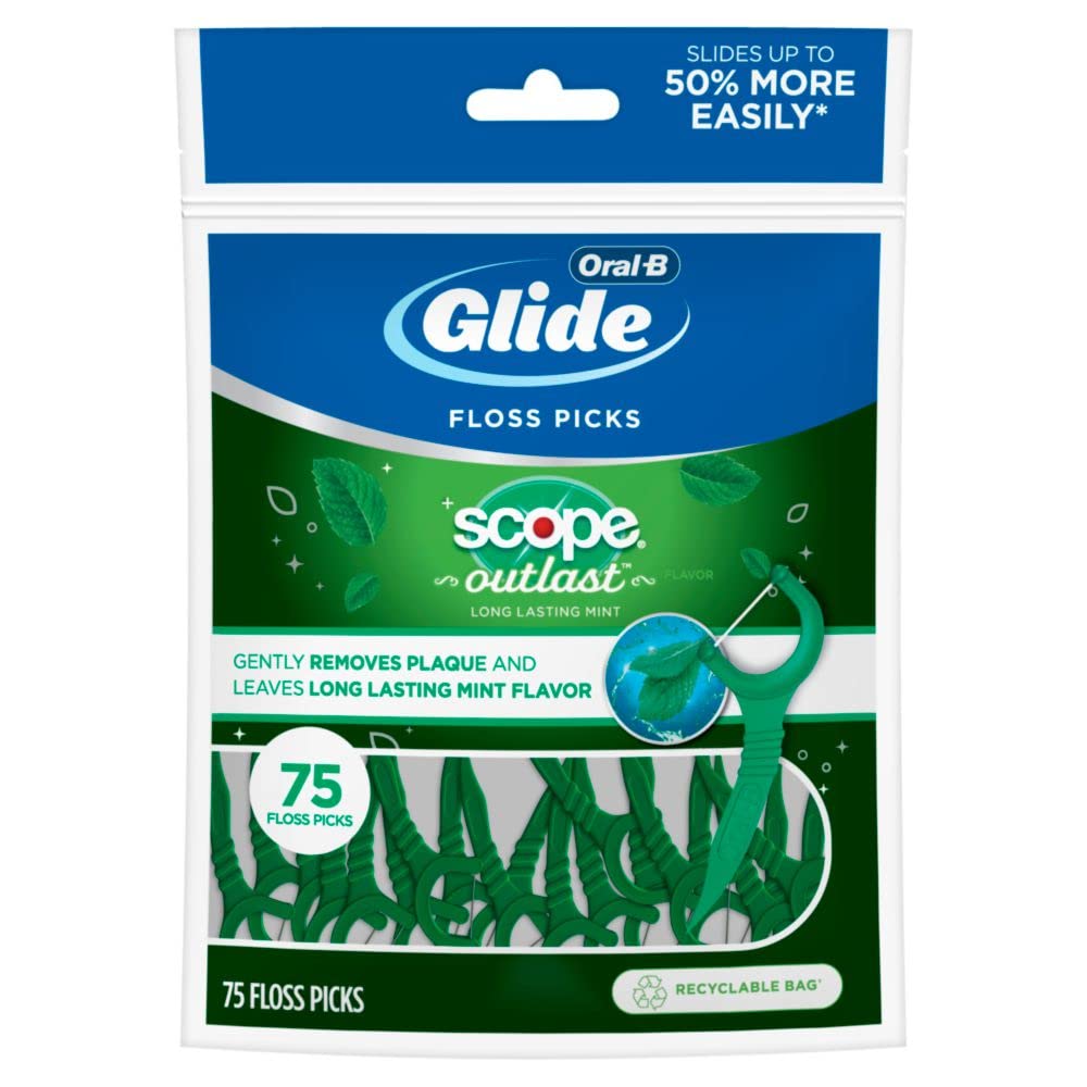 Oral-B Glide Complete with Scope Outlast Mint Flavor Floss Picks 75 Count