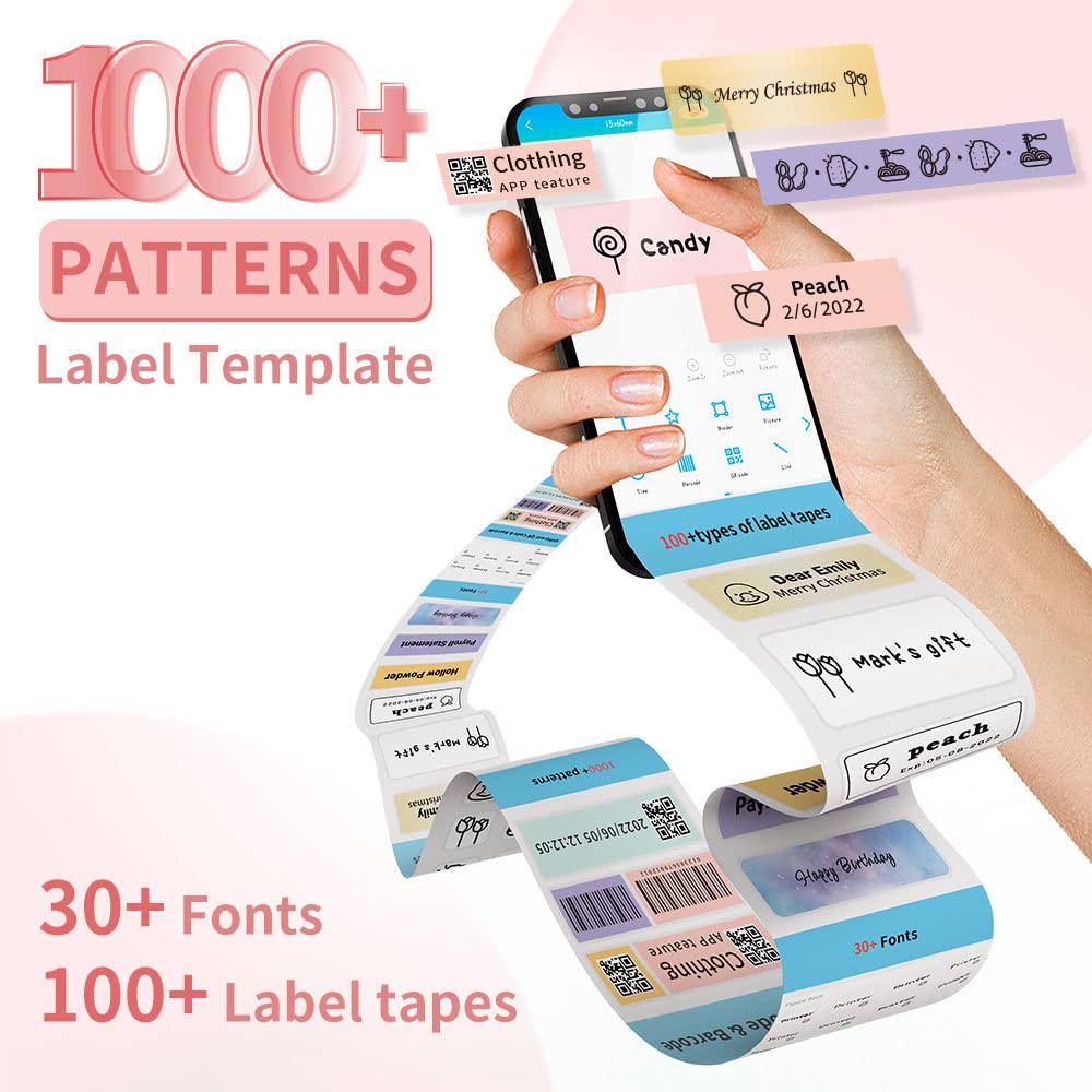 Phomemo Label Maker Machine, D30 Portable Handheld Bluetooth Mini Label Printer, Multiple Templates Smartphone Thermal Small Label Makers for Kid School Items, Classroom Teacher Supplies, Easy to Use