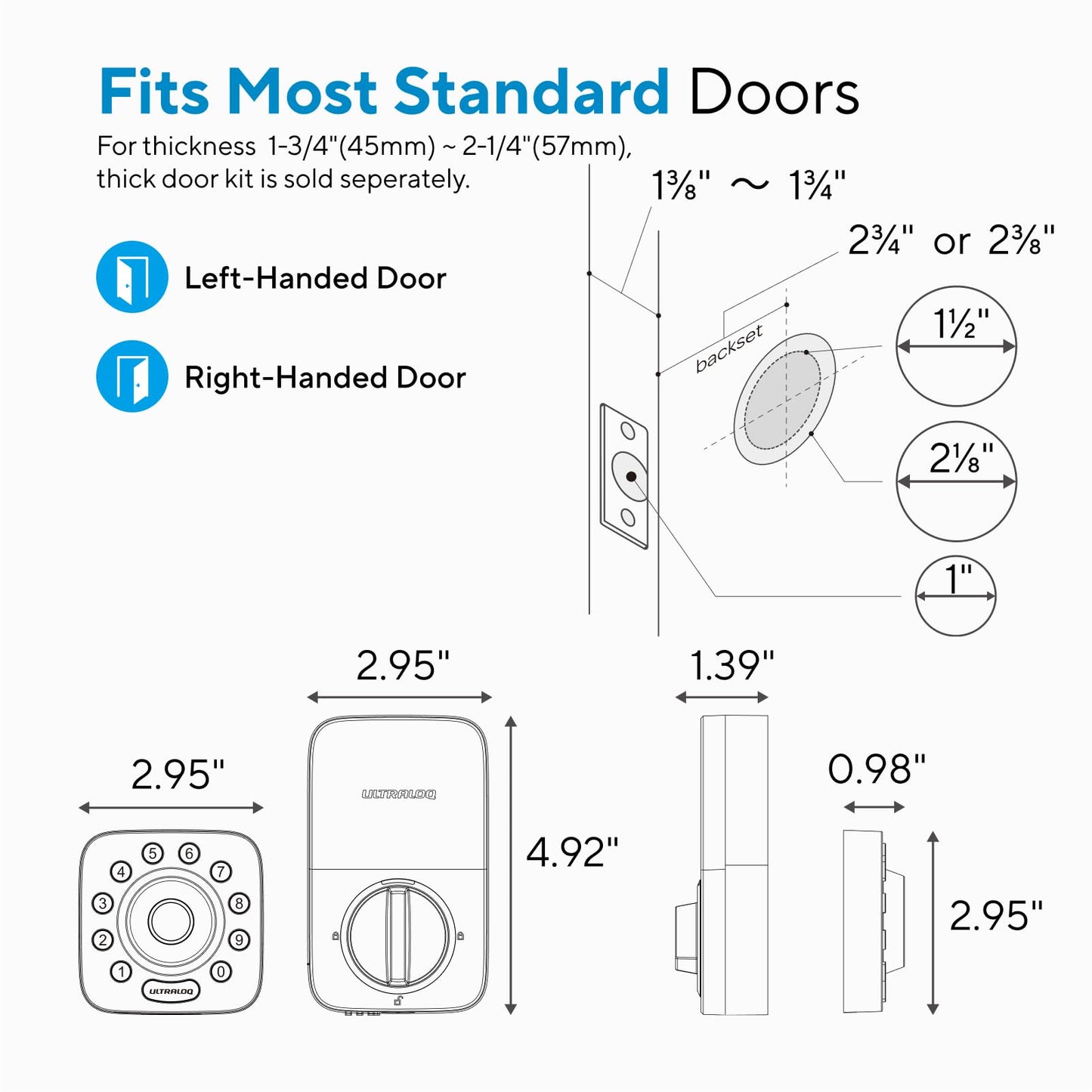 ULTRALOQ Smart Lock U-Bolt Pro, 7-in-1 Fingerprint Keyless Entry Door Lock with App Control, Anti-peep Keypad, Auto Lock, Smart Deadbolt Front Door, IP65 Waterproof, Easy Installation, 1 Year Battery