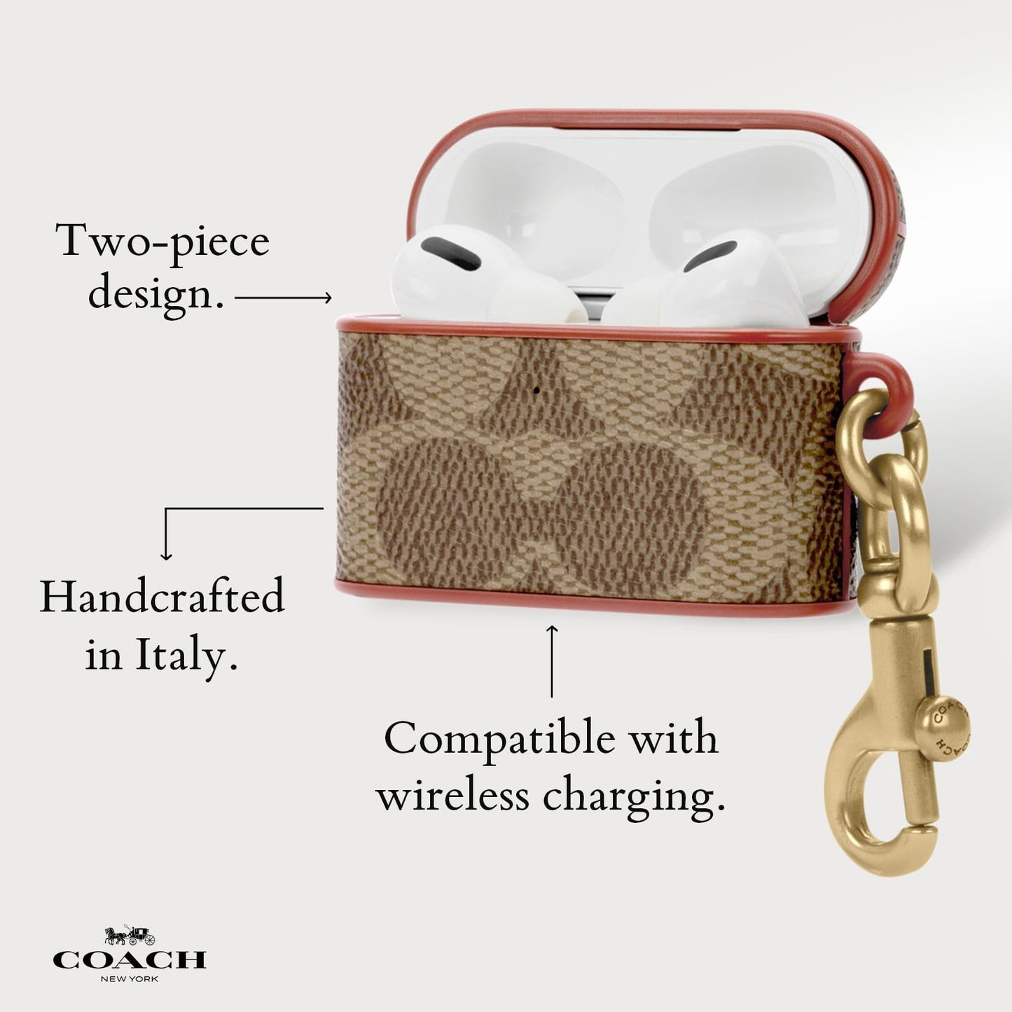Coach Signature AirPods Pro Case - Compatible with AirPods Pro 2nd / 1st Generation - Signature Tan
