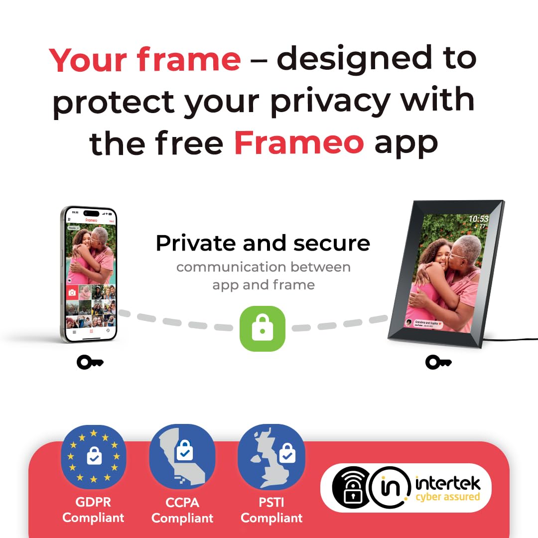 Frameo 10.1 Inch WiFi Digital Picture Frame with 32GB Storage,1280 * 800P IPS HD Touch Screen,Send Photos/Videos from Your Phone Anywhere, Photo Gifts for Parents and Grandparents
